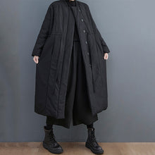Load image into Gallery viewer, Straight Collar Single Breasted Long Drawstring Coat
