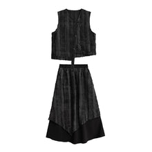 Load image into Gallery viewer, Retro Irregular Vest Elastic Waist A-Line Skirt Suit