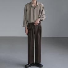 Load image into Gallery viewer, Loose Peak Collar Solid Color Long-sleeved Casual Shirt