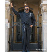 Load image into Gallery viewer, Vintage Embroidered Bamboo Shirt Wide-leg Pants Two-piece Set