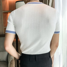 Load image into Gallery viewer, Contrast Stripe Trim Slim-fit Polo Shirt