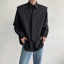 Load image into Gallery viewer, Tie Trim Shoulder Pads Long Sleeves Shirts