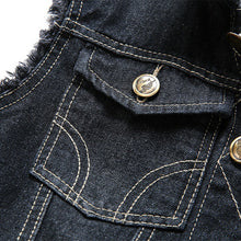 Load image into Gallery viewer, Shredded Slim Black Denim Vest