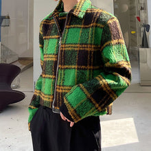 Load image into Gallery viewer, Green Plaid Short Jacket Coat