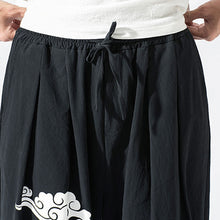 Load image into Gallery viewer, Cotton Linen Print Loose Ninth Pants