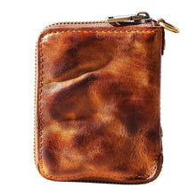 Load image into Gallery viewer, Hand Made Retro Genuine Leather Zipper Wallet
