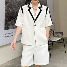 Load image into Gallery viewer, Color Blocking Lines Blazer And Shorts Suit
