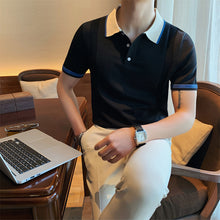 Load image into Gallery viewer, Contrast Lapel Knit Polo Shirt
