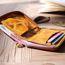 Load image into Gallery viewer, Hand Made Retro Genuine Leather Zipper Wallet