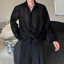 Load image into Gallery viewer, Retro Hollow Half Perspective Solid Color Spring Shirt