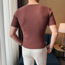Load image into Gallery viewer, Slim Fit V-Neck Short Sleeve T-Shirt