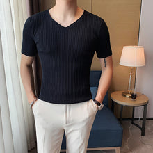 Load image into Gallery viewer, Slim Fit V-Neck Short Sleeve T-Shirt