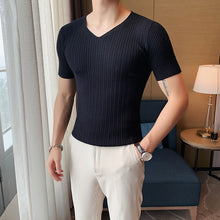 Load image into Gallery viewer, Slim Fit V-Neck Short Sleeve T-Shirt