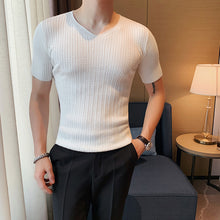 Load image into Gallery viewer, Slim Fit V-Neck Short Sleeve T-Shirt