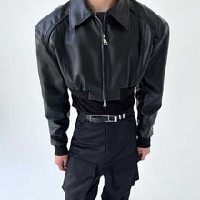 Load image into Gallery viewer, Black Short Zip PU Leather Jacket