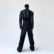 Load image into Gallery viewer, Black Short Zip PU Leather Jacket
