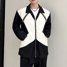 Load image into Gallery viewer, Black and White Leather Zip Up Jacket