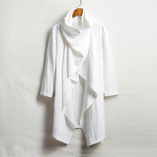 Load image into Gallery viewer, Vintage Linen Mid-Length Stand Collar Trench Coat