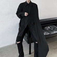 Load image into Gallery viewer, Drawstring Asymmetric Hem Midi Shirt