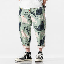 Load image into Gallery viewer, Cat Print Casual Cropped Pants
