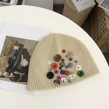 Load image into Gallery viewer, Irregular Button Trim Knitted Hat
