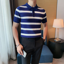 Load image into Gallery viewer, Wide Stripe Slim Fit Polo Shirt