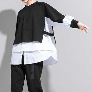 Fake Two-piece Straight Spliced Long-sleeved Shirt