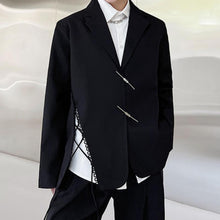 Load image into Gallery viewer, Black Asymmetric Slit Blazer