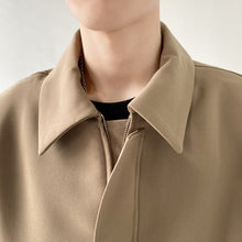 Load image into Gallery viewer, Solid Lapel Padded Shoulder Loose Jacket
