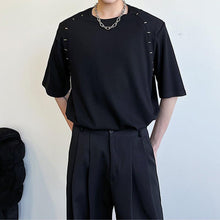 Load image into Gallery viewer, Beaded Shoulder Line Short Sleeve T-Shirt