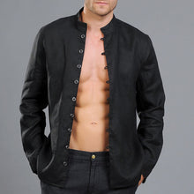 Load image into Gallery viewer, Stand-up collar Long-sleeved Linen Shirt