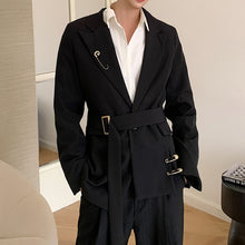 Load image into Gallery viewer, Black Tie Waist Blazer