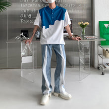 Load image into Gallery viewer, Patchwork Shoulder Pads Short Sleeve T-Shirt