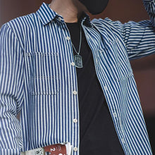 Load image into Gallery viewer, Retro Blue and White Stripes Shirts