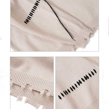 Load image into Gallery viewer, Printed Crew Neck Fringe Knit Sweater