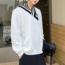 Load image into Gallery viewer, Thread Contrast V-neck Casual Sweatshirt