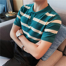 Load image into Gallery viewer, Wide Stripe Slim Fit Polo Shirt
