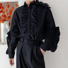 Load image into Gallery viewer, Retro Ruffled Long Sleeve Shirt