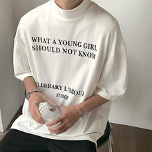 Load image into Gallery viewer, Half Turtleneck Printed Short Sleeve T-Shirt