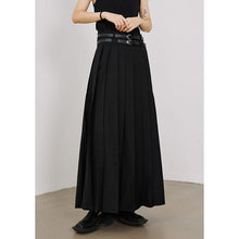 Load image into Gallery viewer, Double Belt Pleated A-line Skirt

