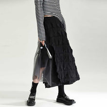 Load image into Gallery viewer, Contrast Color Stitching Mesh Pleated A-line Skirt
