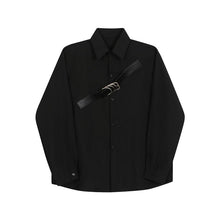 Load image into Gallery viewer, Belt Buckle Trim Drape Long Sleeves Shirts