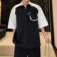 Load image into Gallery viewer, Color Contrast Stitching Short Sleeve Shirt