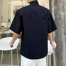 Load image into Gallery viewer, Stand Collar Zip Short Sleeve Shirt