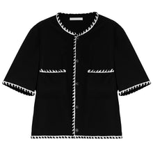 Load image into Gallery viewer, Thin Webbing Panel Short Sleeve Cardigan