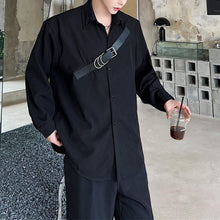 Load image into Gallery viewer, Belt Buckle Trim Drape Long Sleeves Shirts