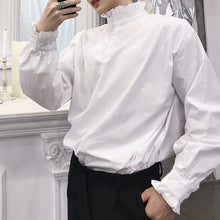 Load image into Gallery viewer, Stand-up Collar Ruffle Shirt