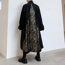 Load image into Gallery viewer, Vintage Baroque Print Patchwork Long Trench Coat
