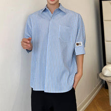 Load image into Gallery viewer, Blue Stripe Half Sleeve Shirt