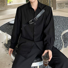 Load image into Gallery viewer, Belt Buckle Trim Drape Long Sleeves Shirts